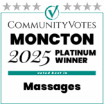 Winners Badge Moncton 2025 – Platinum Award for Massages