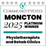 Winners Badge Moncton 2025 – Platinum Award for Physiotherapists and Rehab Clinics