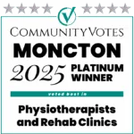 Winners Badge Moncton 2025 – Platinum Award for Physiotherapists and Rehab Clinics