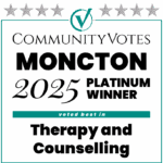 Winners Badge Moncton 2025 – Platinum Award for Therapy and Counselling