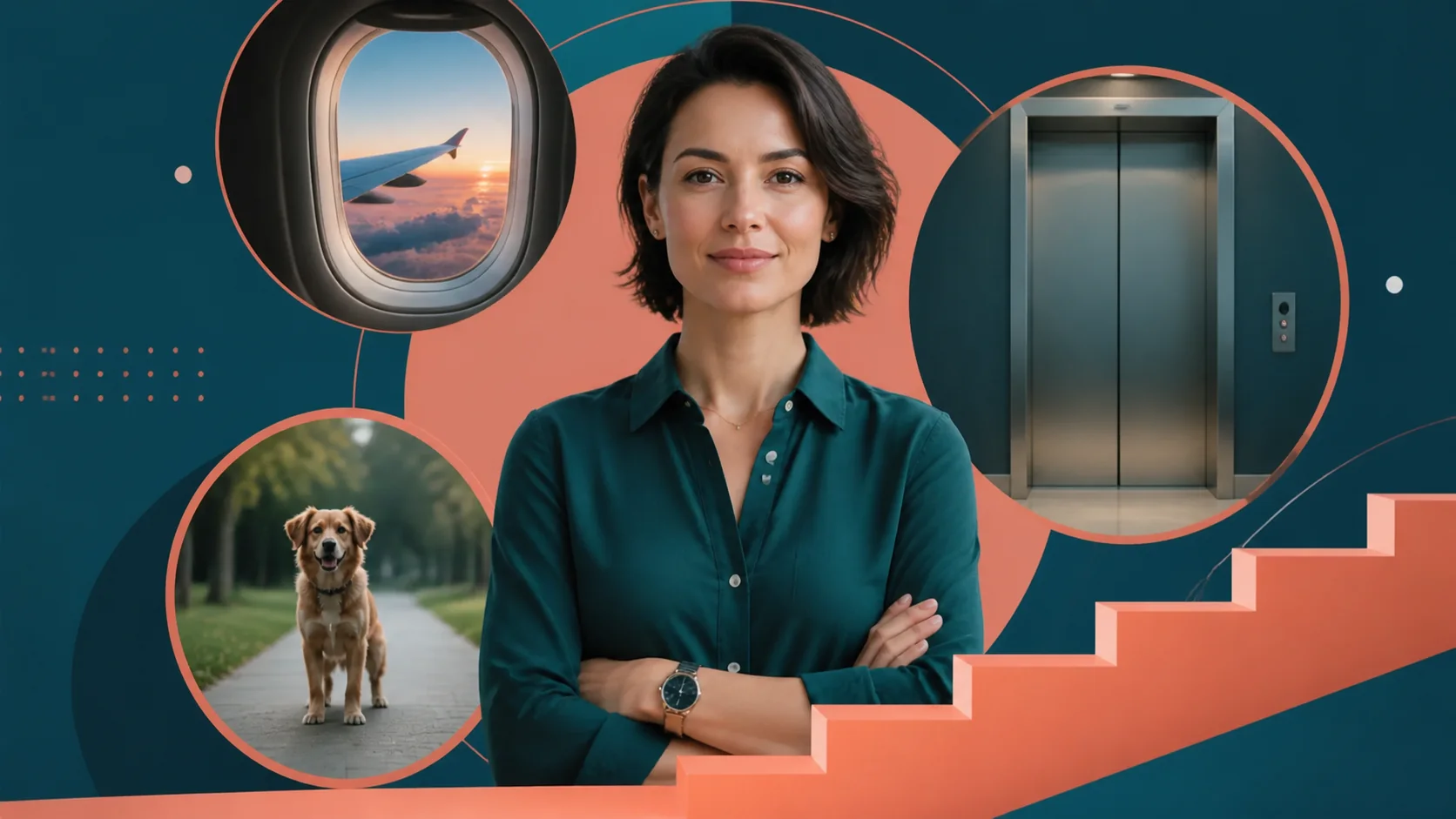 Adult building confidence around common fears including flying, elevators and dogs